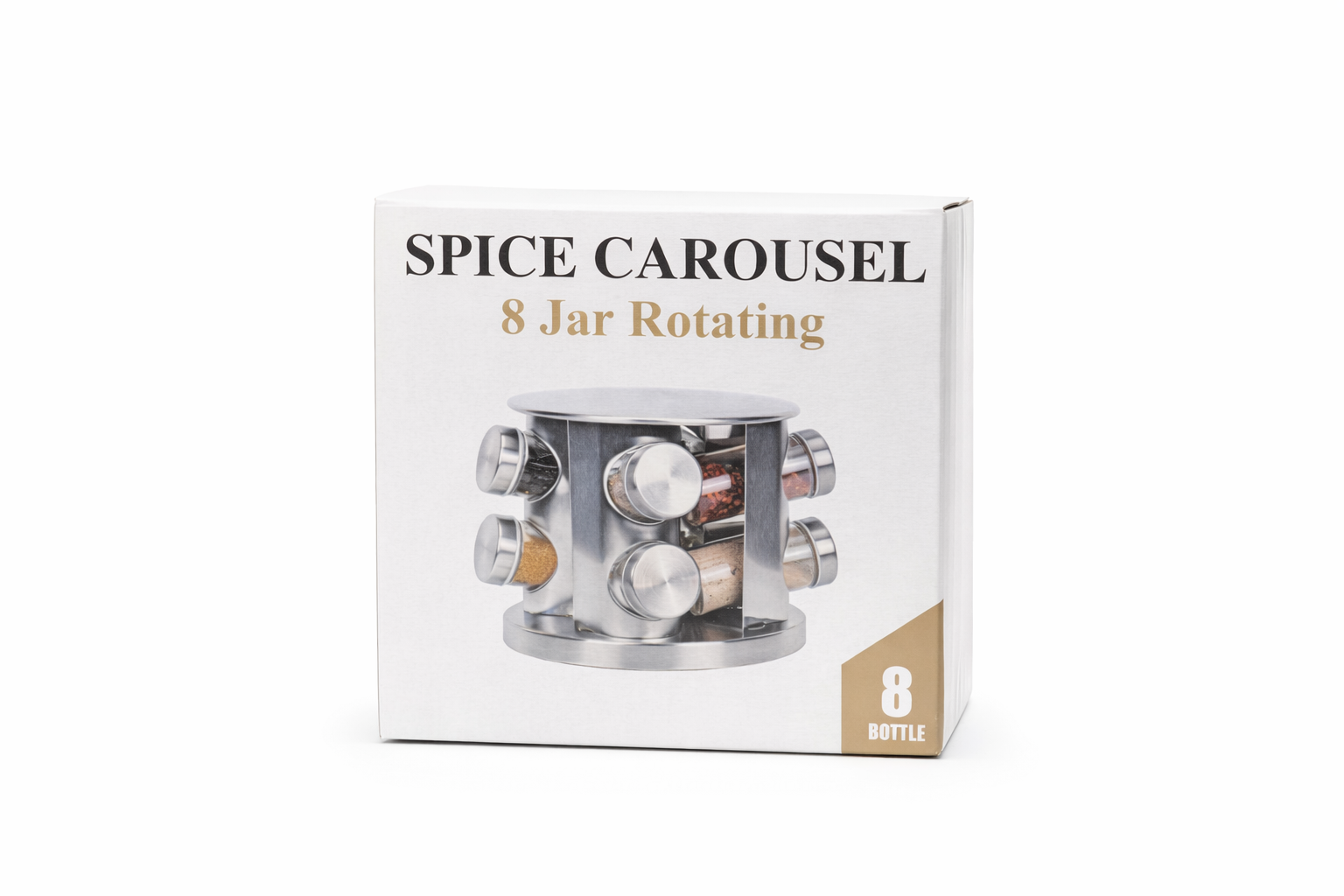 Set Condimente Rotativ – 8 Borcane, Design Modern