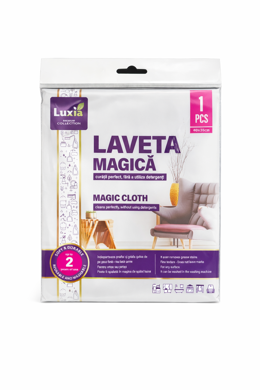 Laveta magică Luxia – curățenie eficientă fără detergent!