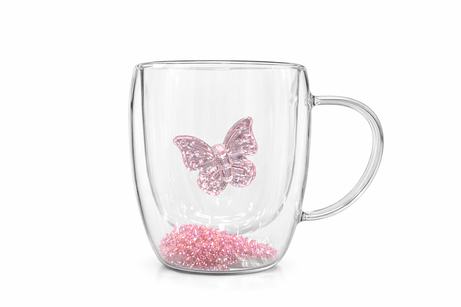 Cană Elegantă din Sticlă cu Design Fluture – Perfectă pentru Momentele Tale de Relaxare