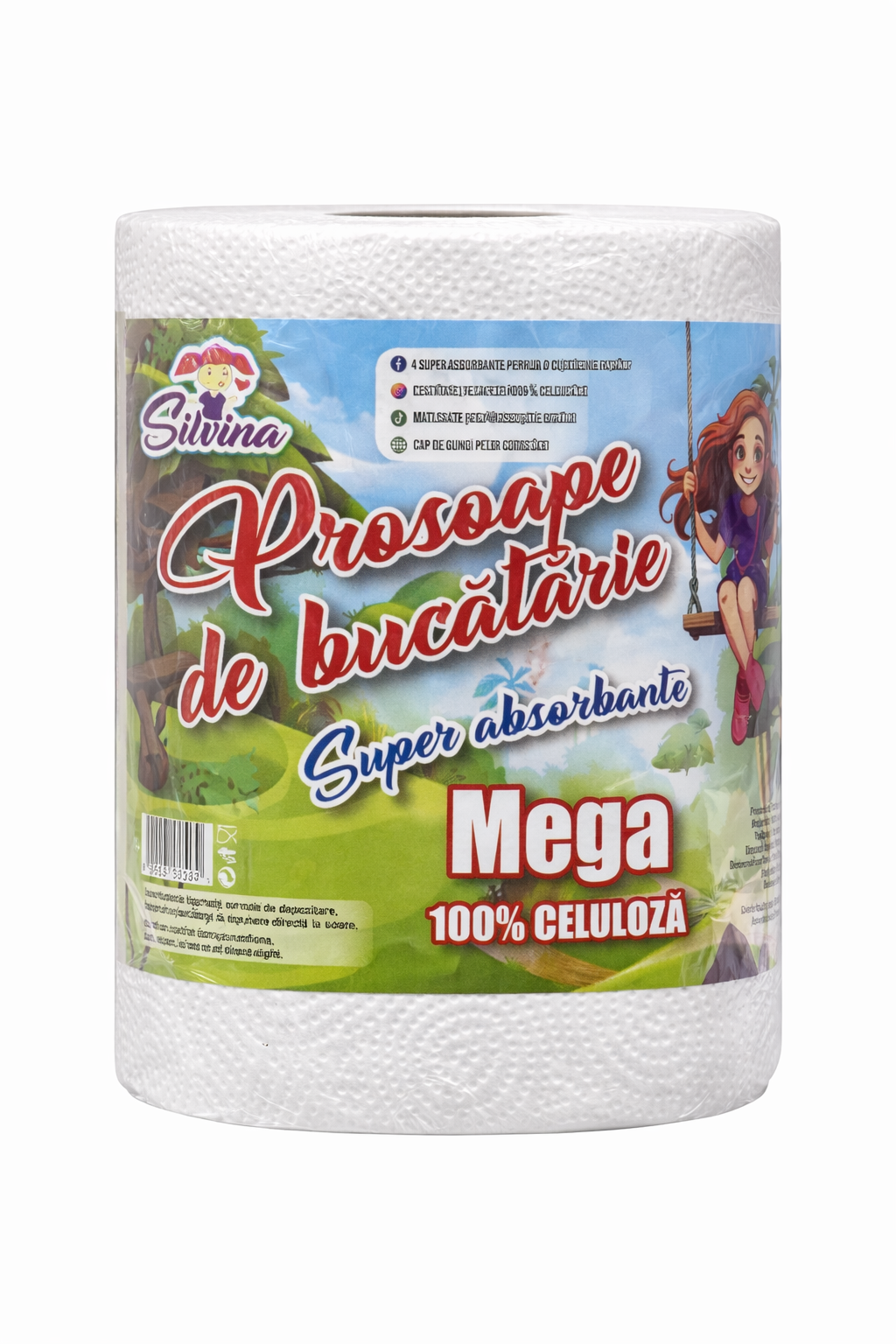 Prosop de Hârtie Bucătărie Mega – 100% Celuloză, Super Absorbant