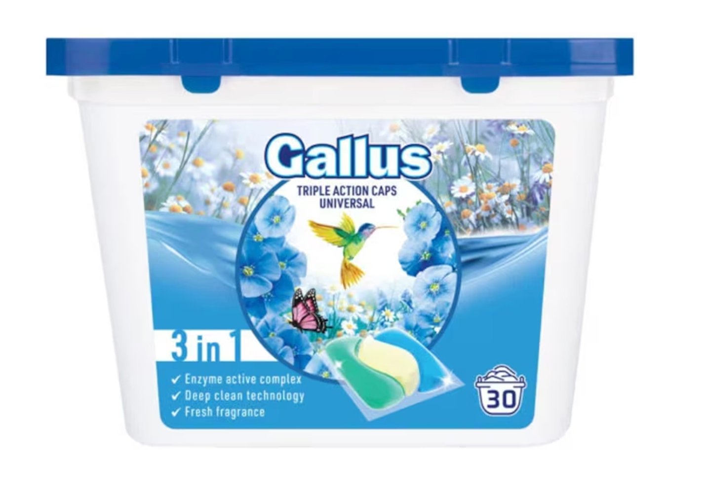 Capsule detergent Gallus 3in1 Universal – 30 bucăți