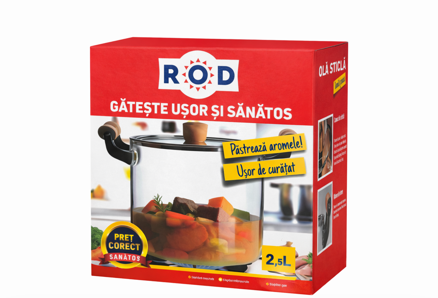 Cratiță din Sticlă 2.5L cu Capac – Gătește Ușor și Sănătos (ROD)