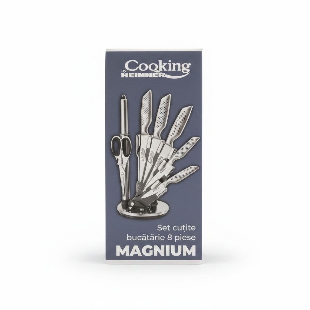 Set Cuțite Bucătărie 8 Piese cu Suport Rotativ – Cooking by Heinner MAGNIUM