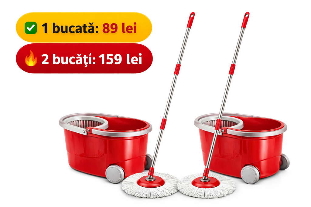 Mop Rotativ cu Găleată – Curățenie Rapidă, Fără Efort